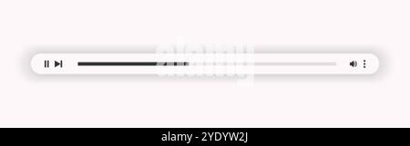 Minimized video player bar or audio player control panel. Stock Vector