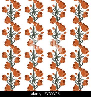 Seamless pattern with orange flowers Stock Photo