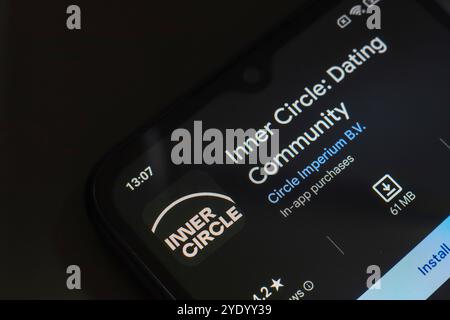 October 28, 2024, Brazil. In this photo illustration, the Inner Circle Dating app logo is displayed on a smartphone screen Stock Photo