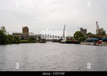 The industrial landscape of Sharpness Docks in Gloucestershire. Stock Photo