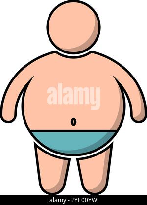 Flat design obese male icon. Fat man. Editable vector. Stock Vector