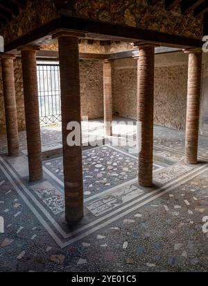 Impluvium in Atrium of the House of Menander, ( Casa del Menandro) Archaeological Park of Pompeii, Naples, Italy. Stock Photo