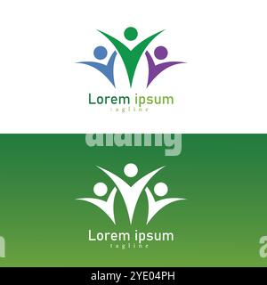 People Care Logo. Community family gradient logo design template Stock Vector