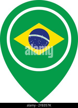 Brazilian map pin icon. Brazil location information. Editable vector. Stock Vector