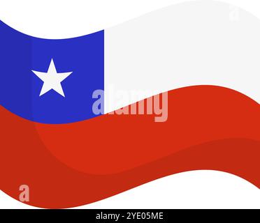 Fluttering Chilean flag icon. Editable vector. Stock Vector