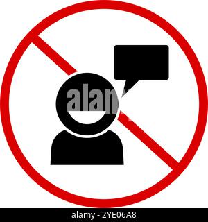 Please do not talk here. Please be quiet here. Editable vector. Stock Vector