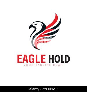 Modern Eagle Wing Logo – Bold Red and Black Vector Template for Professional Branding Stock Vector