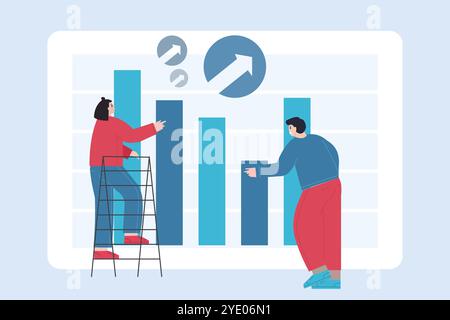 Business Growth Strategy Concept Team Analyzing Bar Graph for Financial Success Stock Vector