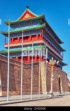 Beautiful Zhengyangmen Gate (Qianmen Gate ). This famous gate is located at the south of Tiananmen Square in Beijing, China Stock Photo