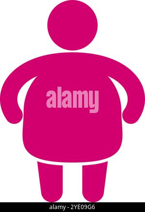 Pink fat woman icon. Editable vector. Stock Vector