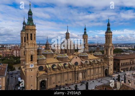 Aerial view of Cathedral-Basilica of Nuestra Señora del Pilar in Zaragoza, Spain Stock Photo