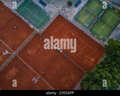 Aerial view of various courts in tennis and paddle club Stock Photo