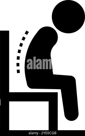 Slouching person sitting on chair icon. Editable vector. Stock Vector