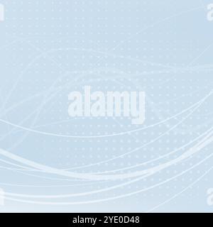 Abstract light blue dotted background with thin wavy lines. Minimal vector graphic pattern Stock Vector