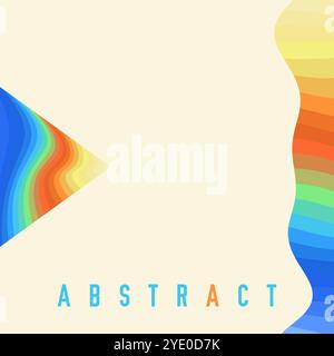 Abstract square template with multicolored striped triangle and wavy line. Colorful vector graphic pattern Stock Vector