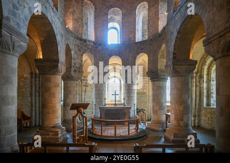 London, UK - Oct 15, 2024: The unique Romanesque Chapel of St John the Evangelist inside the White Tower building at the Tower of London, royal palace Stock Photo