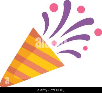 Colorful party popper exploding with confetti, celebrating a festive occasion Stock Vector