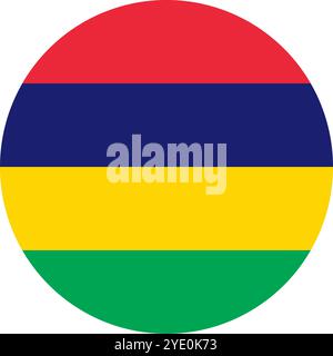 Mauritius Circle Flag, Circle Flag of Mauritius, Vector Images Stock Vector