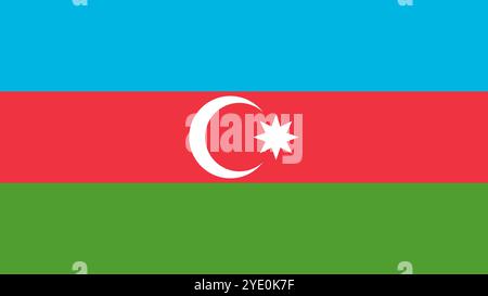 Flag of Azerbaijan, 16:9 Format, Azerbaijan Flag, Vector Images Stock Vector