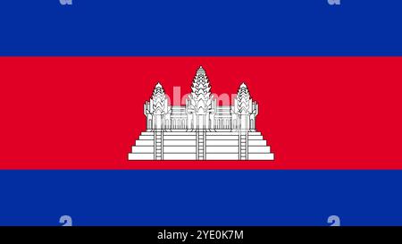 Flag of Cambodia, 16:9 Format, Cambodia Flag, Vector Images Stock Vector