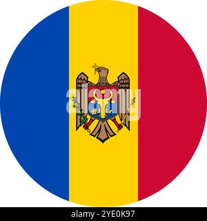 Moldova Circle Flag, Circle Flag of Moldova, Vector Images Stock Vector
