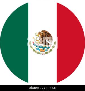 Mexico Circle Flag, Circle Flag of Mexico, Vector Images Stock Vector