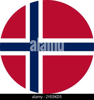 Norway Circle Flag, Circle Flag of Norway, Vector Images Stock Vector
