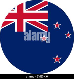 New Zealand Circle Flag, Circle Flag of New Zealand, Vector Images Stock Vector