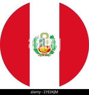 Peru Circle Flag, Circle Flag of Peru, Vector Images Stock Vector