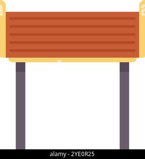 Wooden bench standing on metal legs for resting in city park Stock Vector