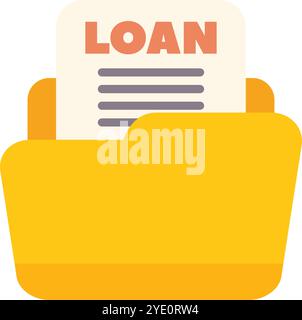 This minimal vector illustration depicts a loan agreement document placed inside a folder, symbolizing loan applications, approvals, and financial records Stock Vector