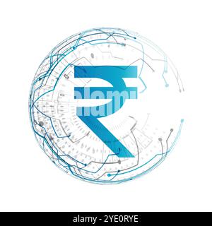 digital money indian rupee futuristic circuit technology background vector Stock Vector