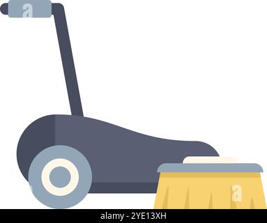 Cleaning machine with rotating brush for floor cleaning service Stock Vector