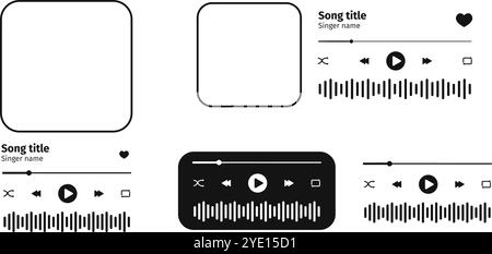 Song plaque with buttons, loading bar, equalizer sign and frame for ...