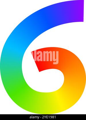 Rainbow colored squiggle. Cool multicolored spiral isolated on white background. Organic doodle curvy figure with spectrum gradient effect. Vector illustration. Stock Vector