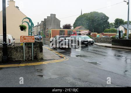 Sign for the River Clarin on Abbey Row in Athenry, County Galway, Ireland; also known as River Clareen, it flows through the southern part of Galway. Stock Photo