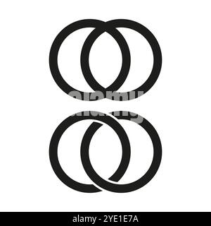 Overlapping circles icon. Intersecting rings shape. Abstract circular symbols. Geometric black icon. Stock Vector