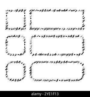 Dotted frame icons. Black dashed borders. Abstract geometric frames. Vector border shapes. Stock Vector