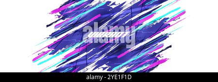Abstract and Colorful Brush Background with Halftone Effect. Brush Stroke Illustration for Banner, Poster, or Sports Background Stock Vector