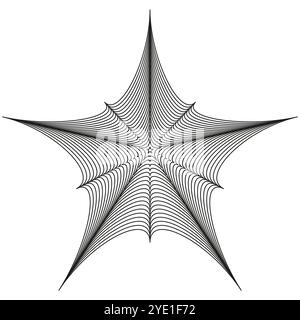 Geometric star pattern. Concentric line design. Abstract black web motif. Vector illustration. Stock Vector