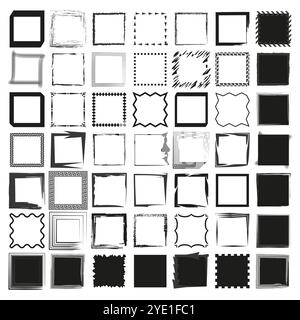 Set of black and white decorative frames in various shapes. Suitable for photo or text decoration. Stock Vector