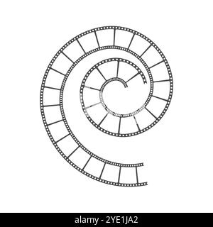 Film reel spiral. Cinematic roll graphic. Movie filmstrip design. Vector spiral pattern. Stock Vector