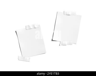 3D White Blank Polaroid Photo Mockup with Taped Corners Stock Photo