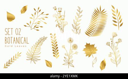 collection of golden premium leaves elements Stock Vector Image & Art ...