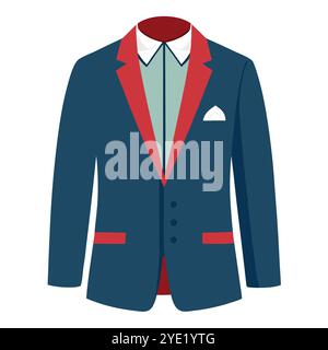 Formal navy blazer vector illustration with red accents Stock Vector