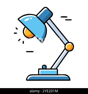 Blue desk lamp vector illustration with adjustable arm Stock Vector