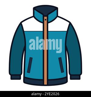 Teal and white winter jacket vector illustration Stock Vector