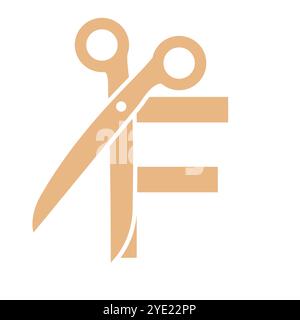 Letter F Salon Logo Concept With Scissors Symbol Stock Vector
