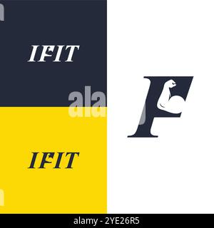 F fit I Fit Gym or fitness minimal Logo design negative F logo Design Stock Vector