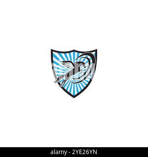 Pegasus mascot crest badge logo template Stock Vector